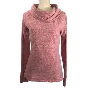 Athleta Women’s Heathered Red funnel neck long sleeved pullover top Size Small
